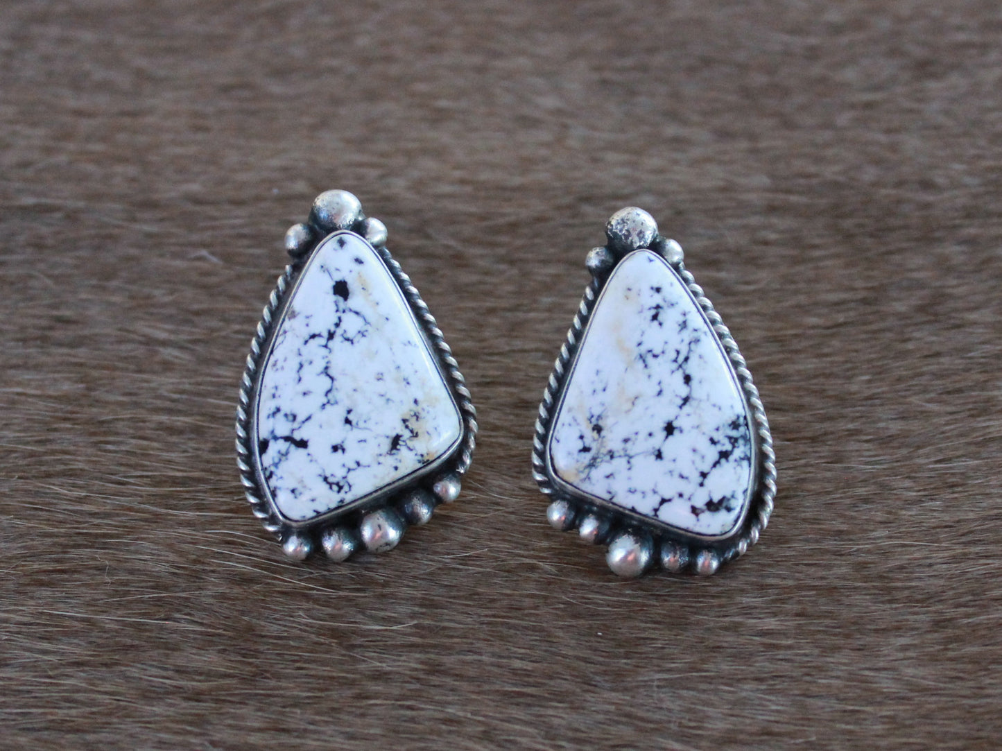 White Buffalo Stud Earrings - Ready to Ship