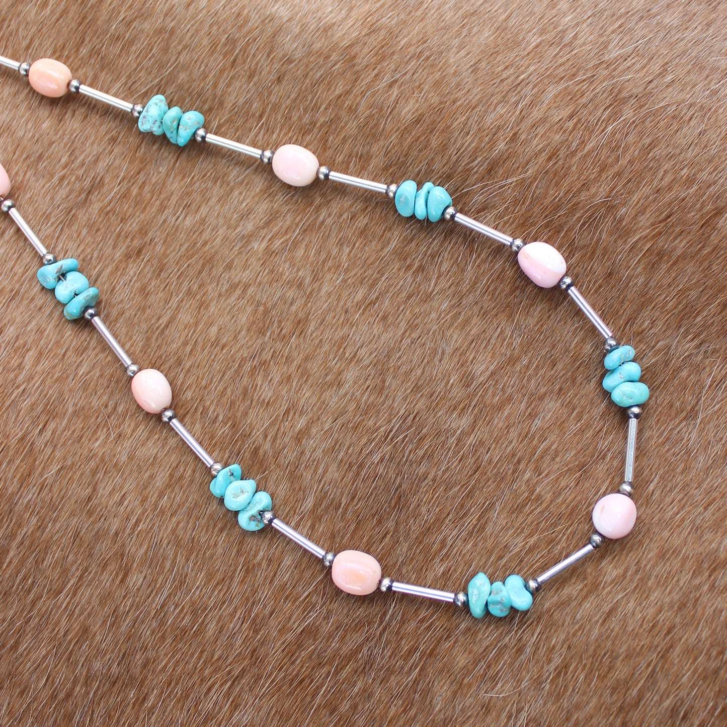 Pink Conch & Turquoise Liquid Silver