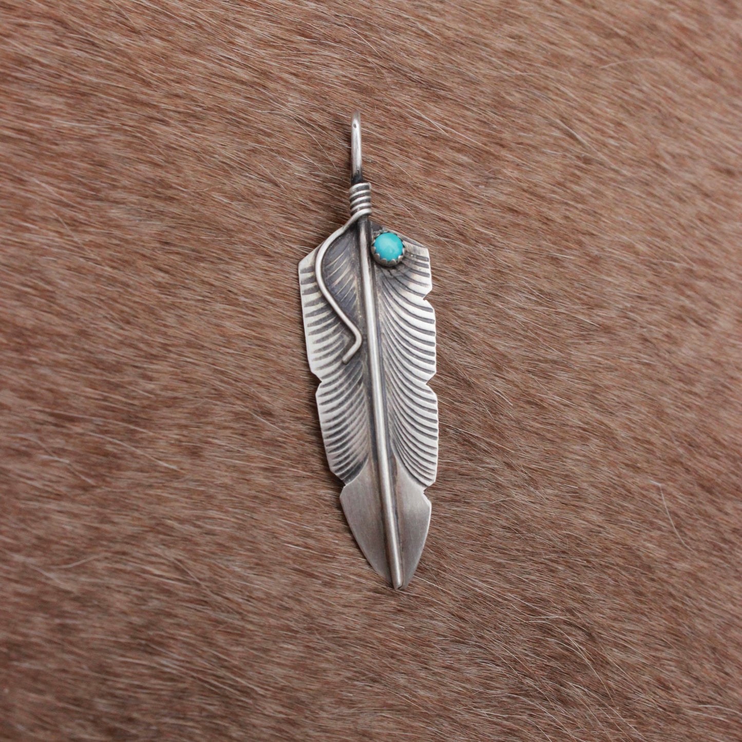 Turquoise Feather Pendant