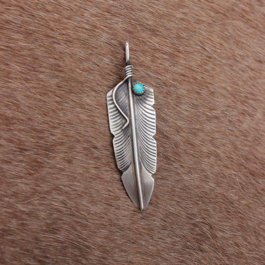 Turquoise Feather Pendant