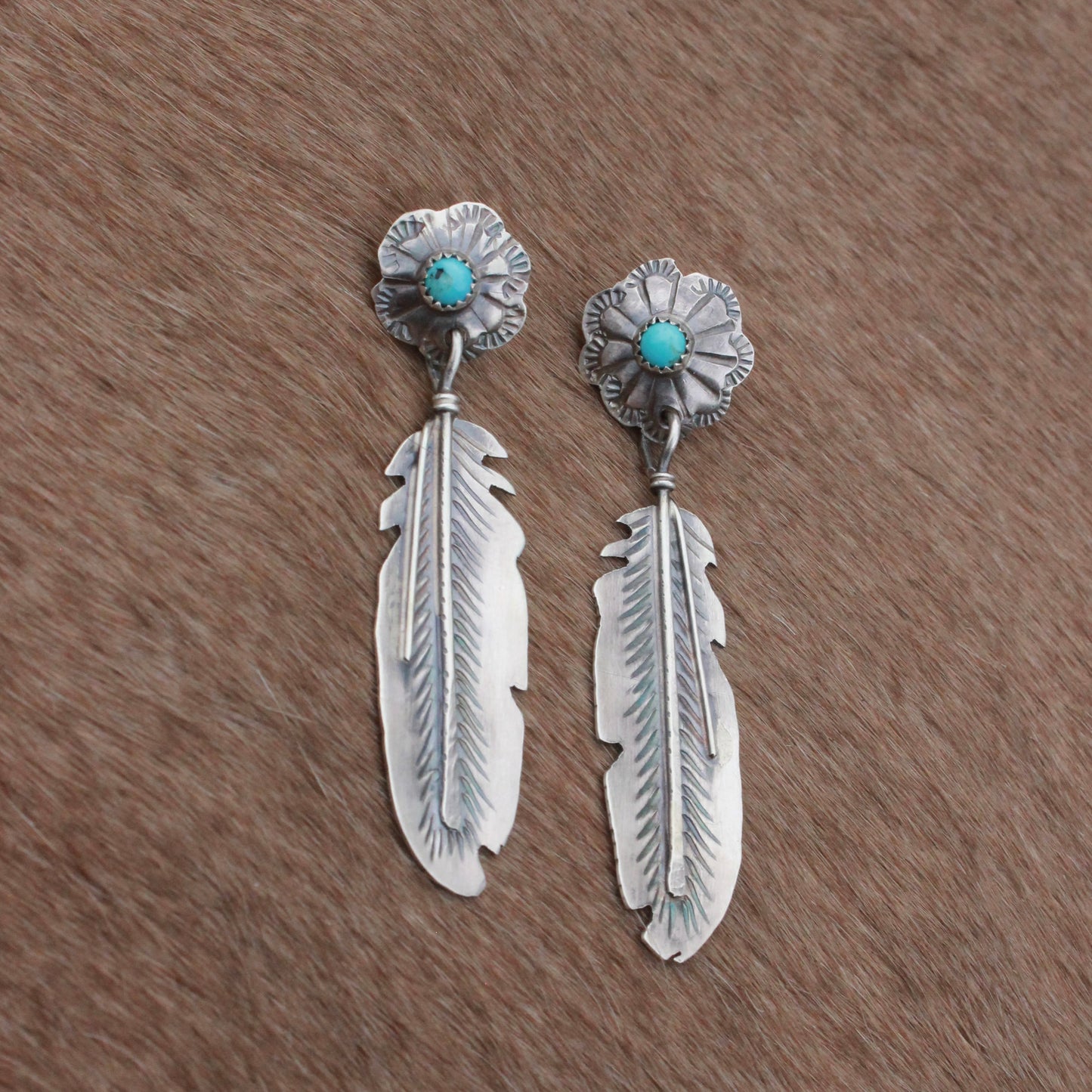 Flower & Feather Earrings