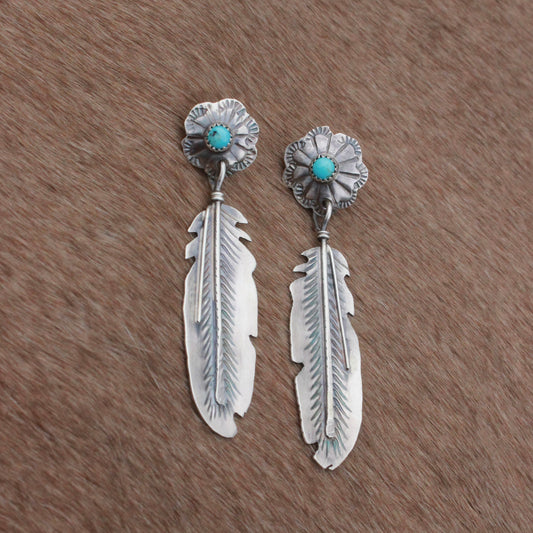 Flower & Feather Earrings