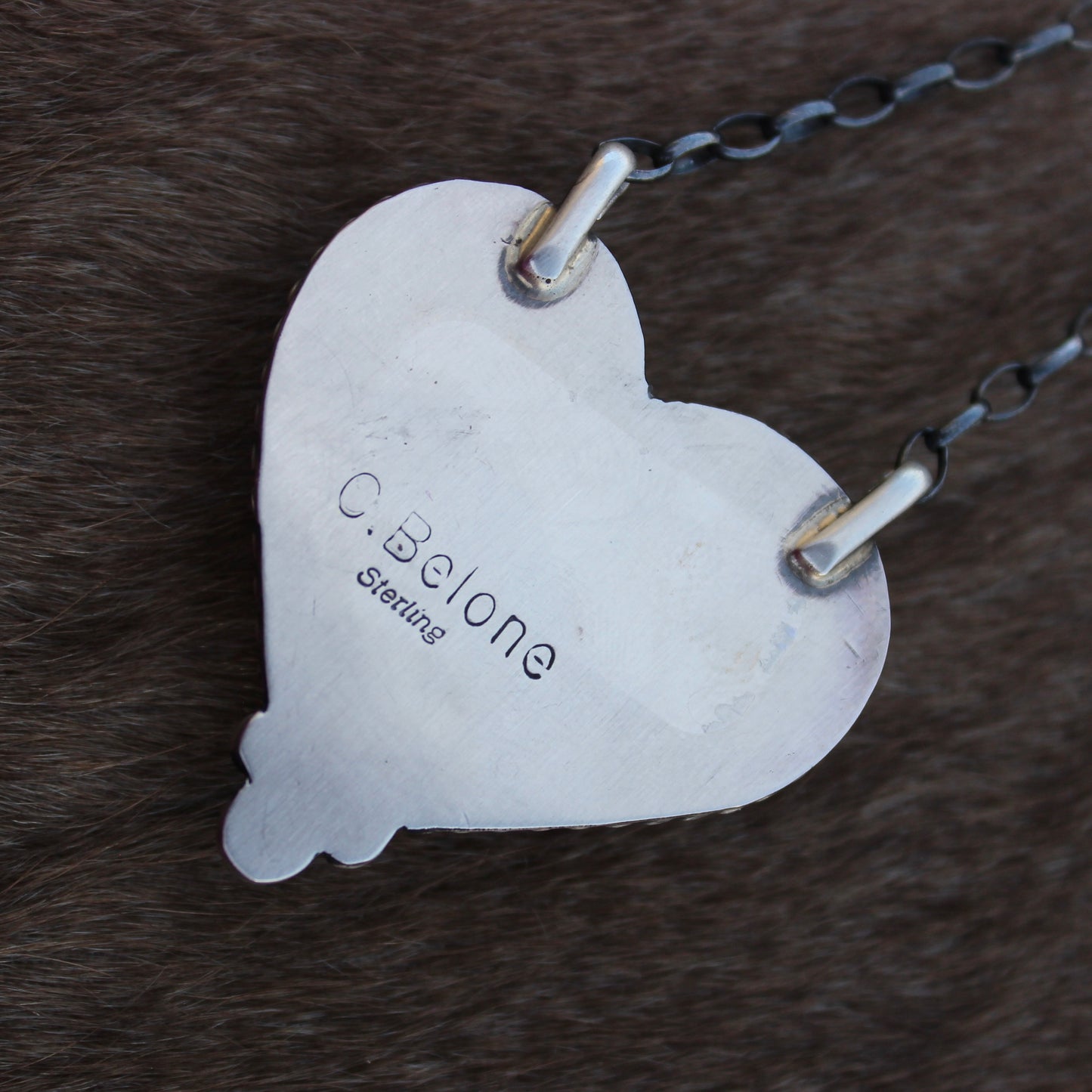 Large Red Spiny Heart Necklace