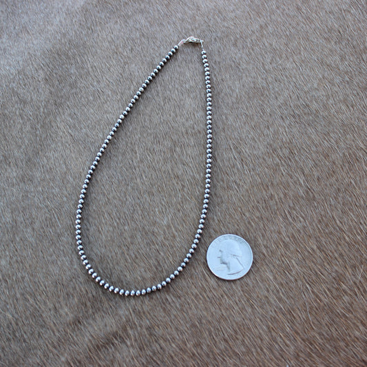 3 mm Sterling Silver Pearl Necklace