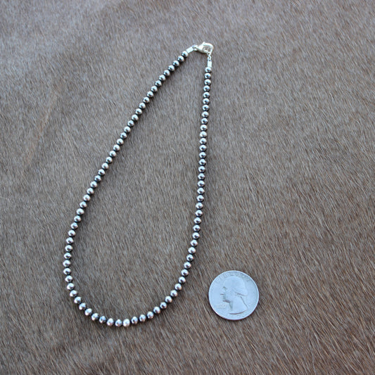 4 mm Sterling Silver Pearl Necklace