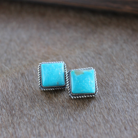 Square Kingman Turquoise Earrings - Ready to Ship