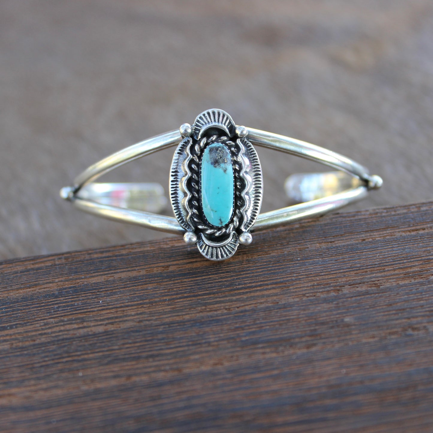 Kingman Turquoise cuff w/ silver detail - Ready to Ship