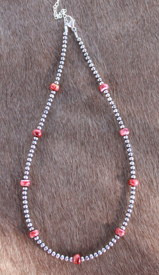 Red Spiny Stacker Necklace - Made to Order